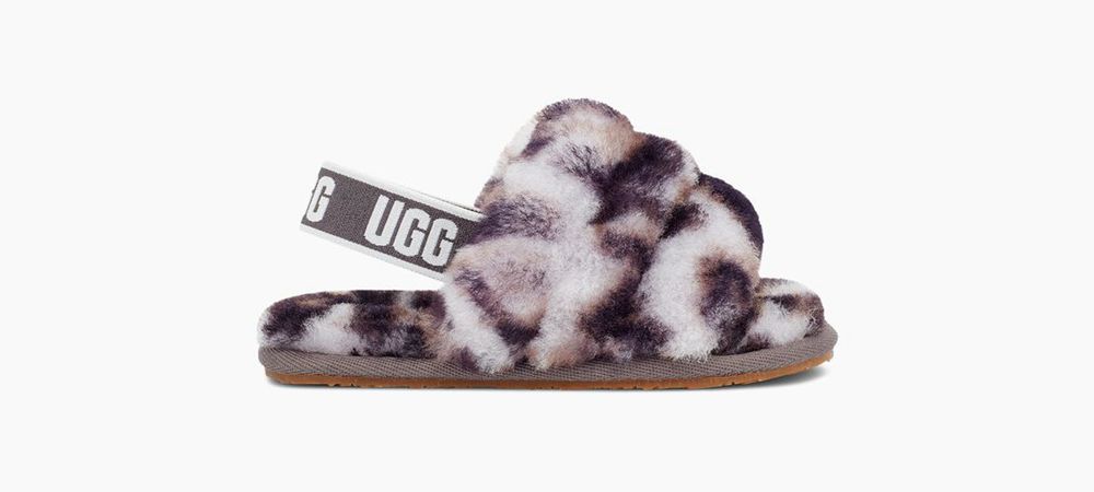 Ugg Fluff Yeah Her Print - Kids Slippers - Leopard - NZ (2537RUAGK)